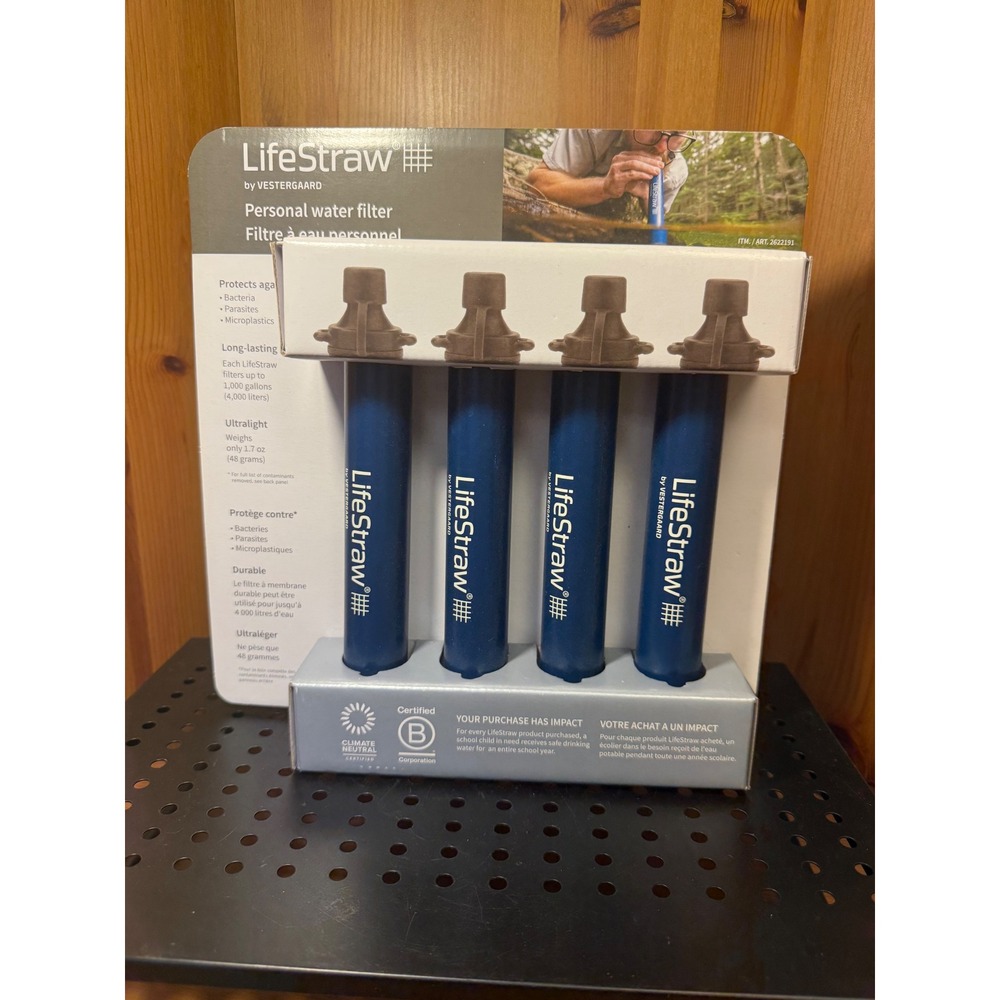 LifeStraw Personal Water Filter 4 Pack Blue Vestergaard Camping Survival 2622191